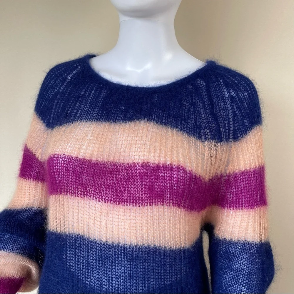 HANSEL FROM BASEL Anthropology Kid Mohair Wool Blend Sweater Striped